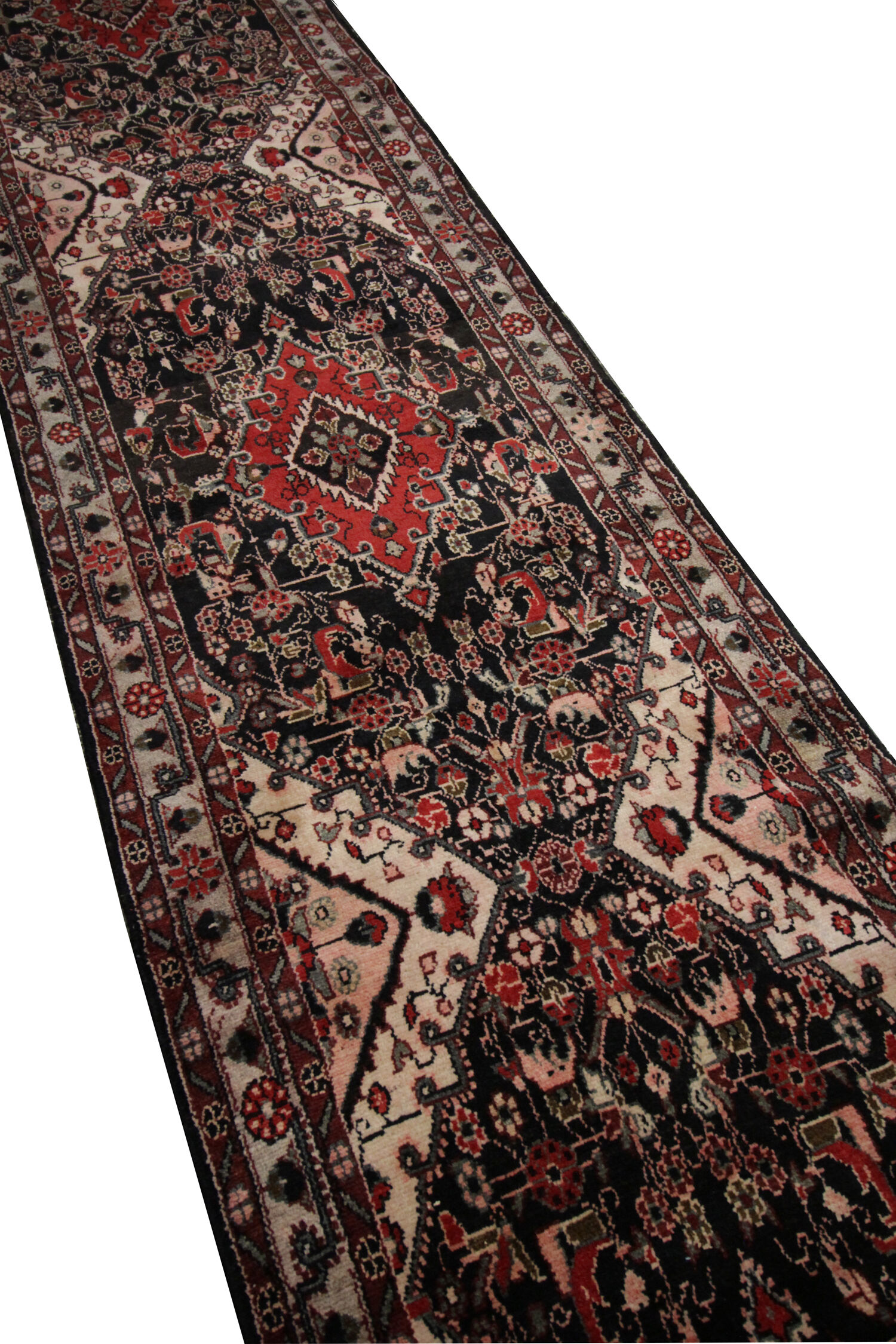 Traditional persian runner rug long oriental red beige wool carpet 89x518cm