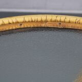 1960s Italian rattan coffee table with glass top, mid-century round design