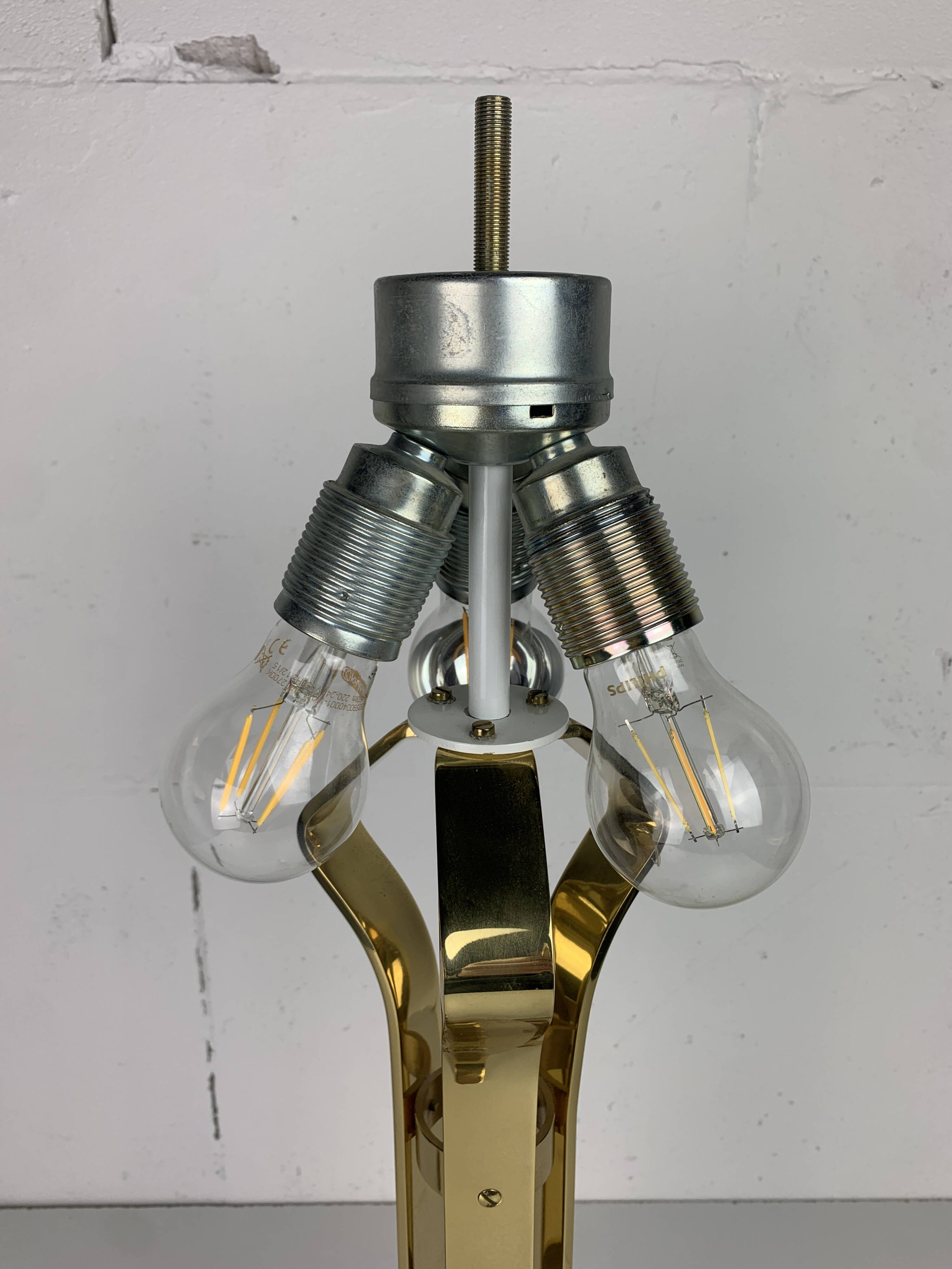 Large ( 65 cm ) midcentury brass space age mushroom table lamp, 1960s