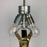 Large ( 65 cm ) midcentury brass space age mushroom table lamp, 1960s