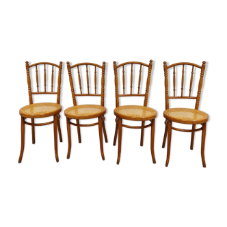 Ensemble de 4 chaises bistro vintage, années 1950