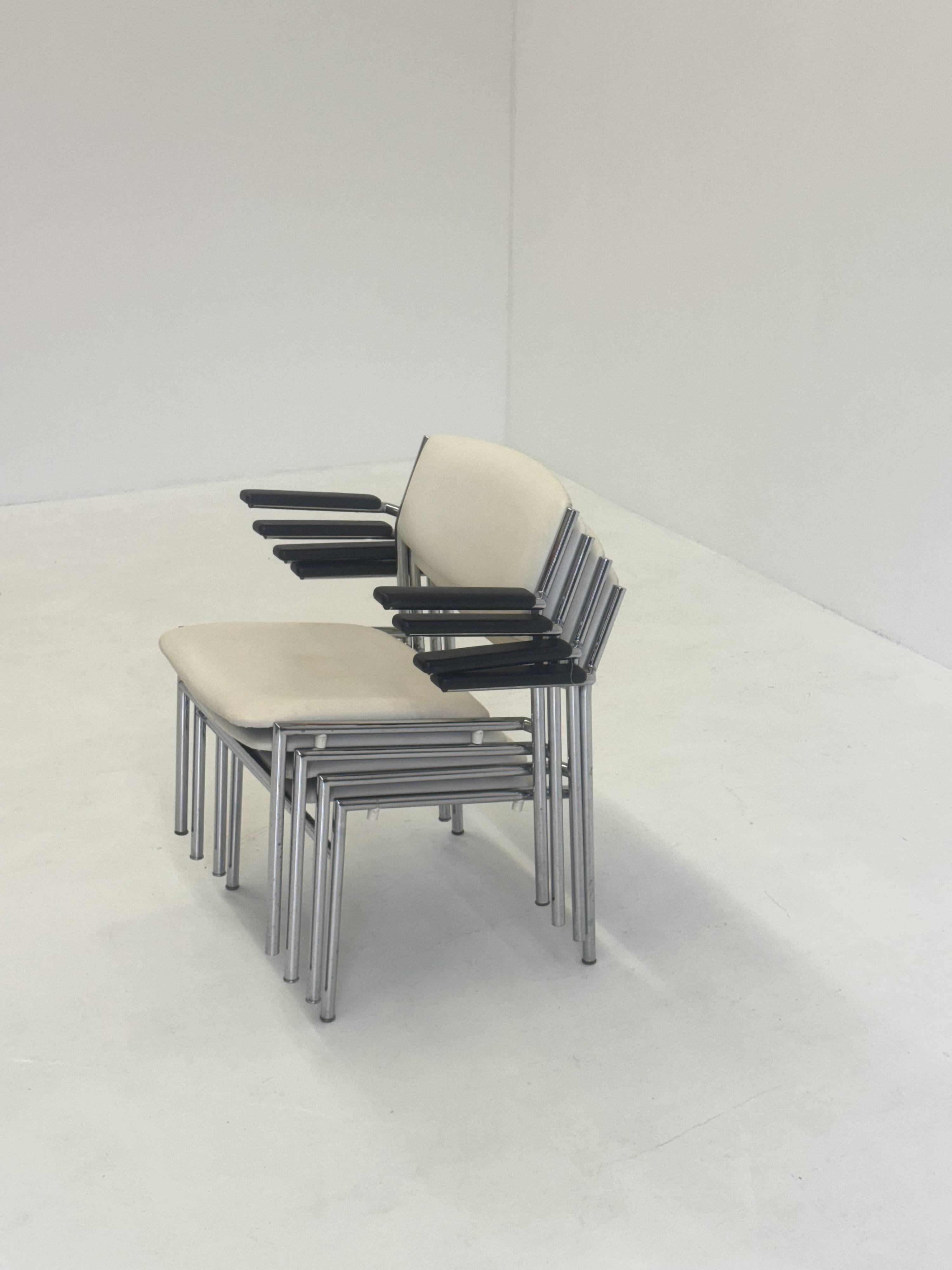 Fauteuils Gijs van der Sluis en cuir blanc