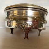 Antique silver-plated tripod box in the Louis XVI style.