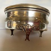 Antique silver-plated tripod box in the Louis XVI style.