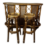Rattan bar and its stools