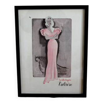 Affiche lingerie valisère mode 1940 publicité