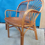 Rattan bench 80s