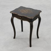 19th Century Black Wooden Side Table with Drawer, France