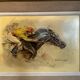 Old painting, horse scene, signed F Castellan, early 20th century