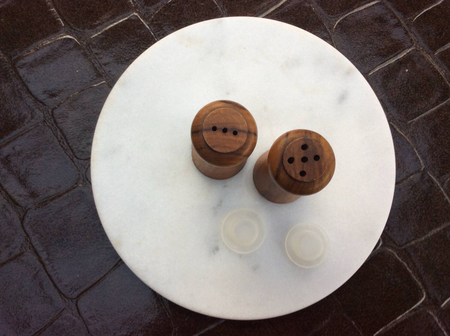 Olive wood pepper and salt shaker set