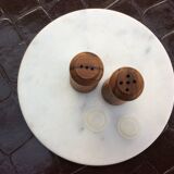 Olive wood pepper and salt shaker set
