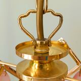 70s gold metal and pink tassel pendant light