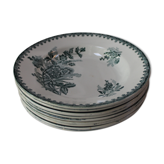 Set of 9 Hollow plates Sté Amandinoise Model Margot