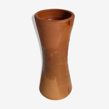 Vase "Diabolo" de potier en terre cuite vernissée vintage