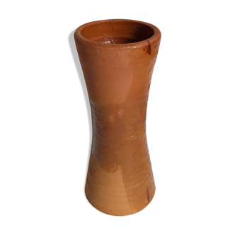 Vase "Diabolo" de potier en terre cuite vernissée vintage