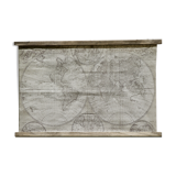 Ancienne carte du monde planisphère sur toile de lin