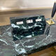 Perpetual calendar with vintage pen holder black gold marble effect