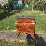 Louis XV style 3-drawer chest of drawers in wood and marble marquetry