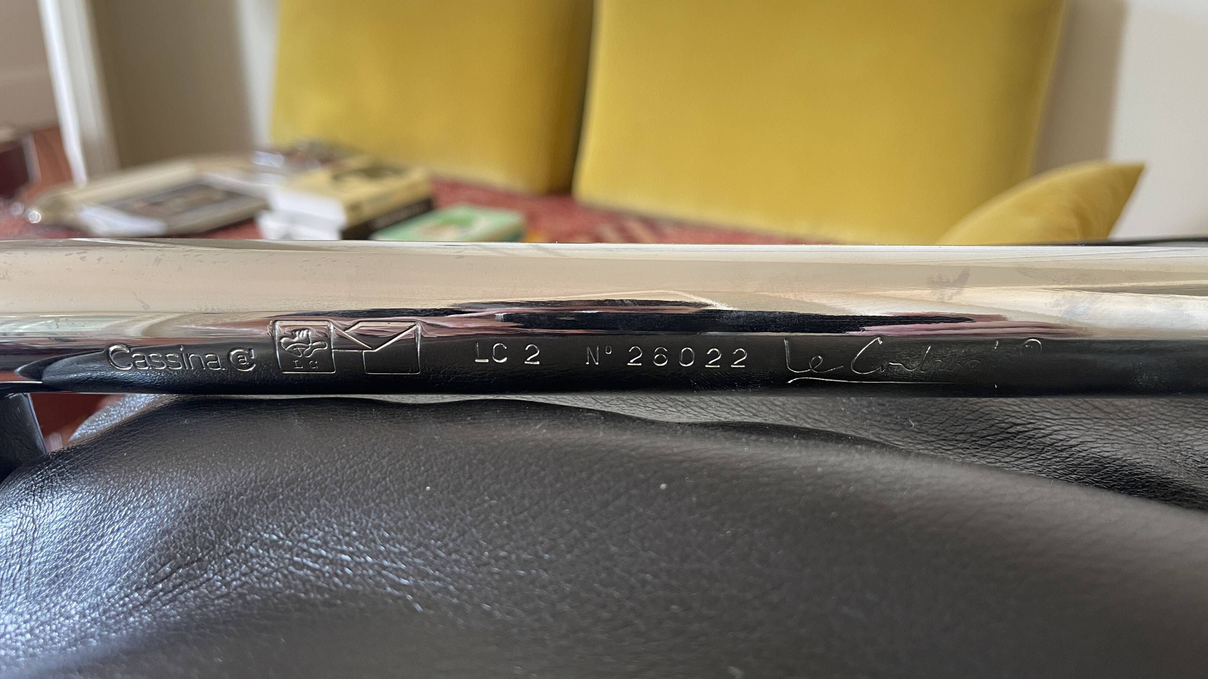 Pair of armchairs LC2 Perriand Jeanneret Le Cobusier Cassina edition