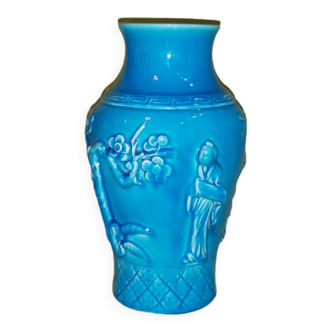 Longwy vase Asian décor