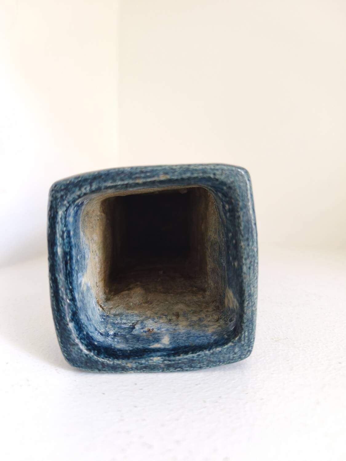Square ceramic artisan vase