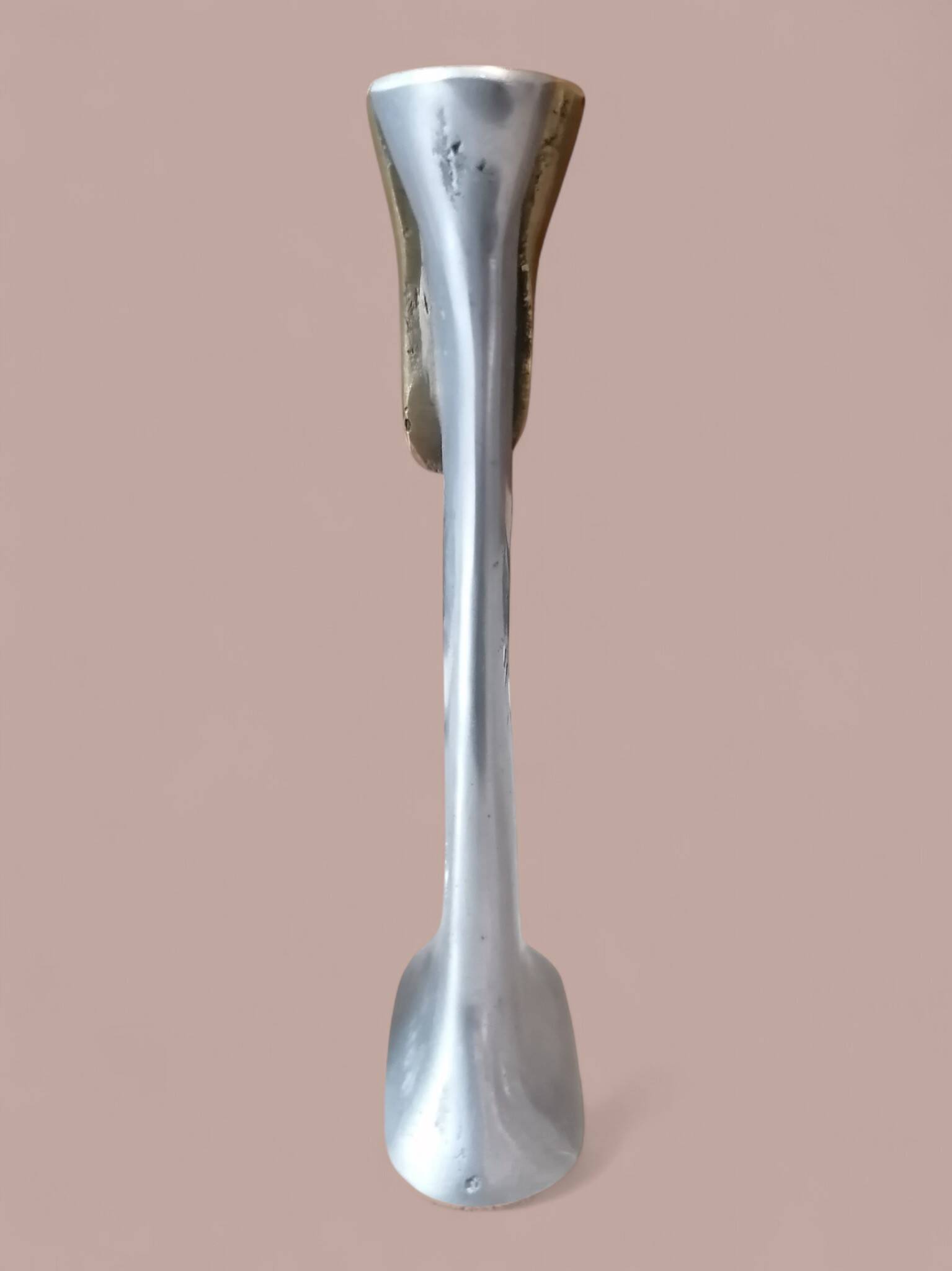 Pair of brutalist candlesticks in bronze and aluminum - David Marshall.
