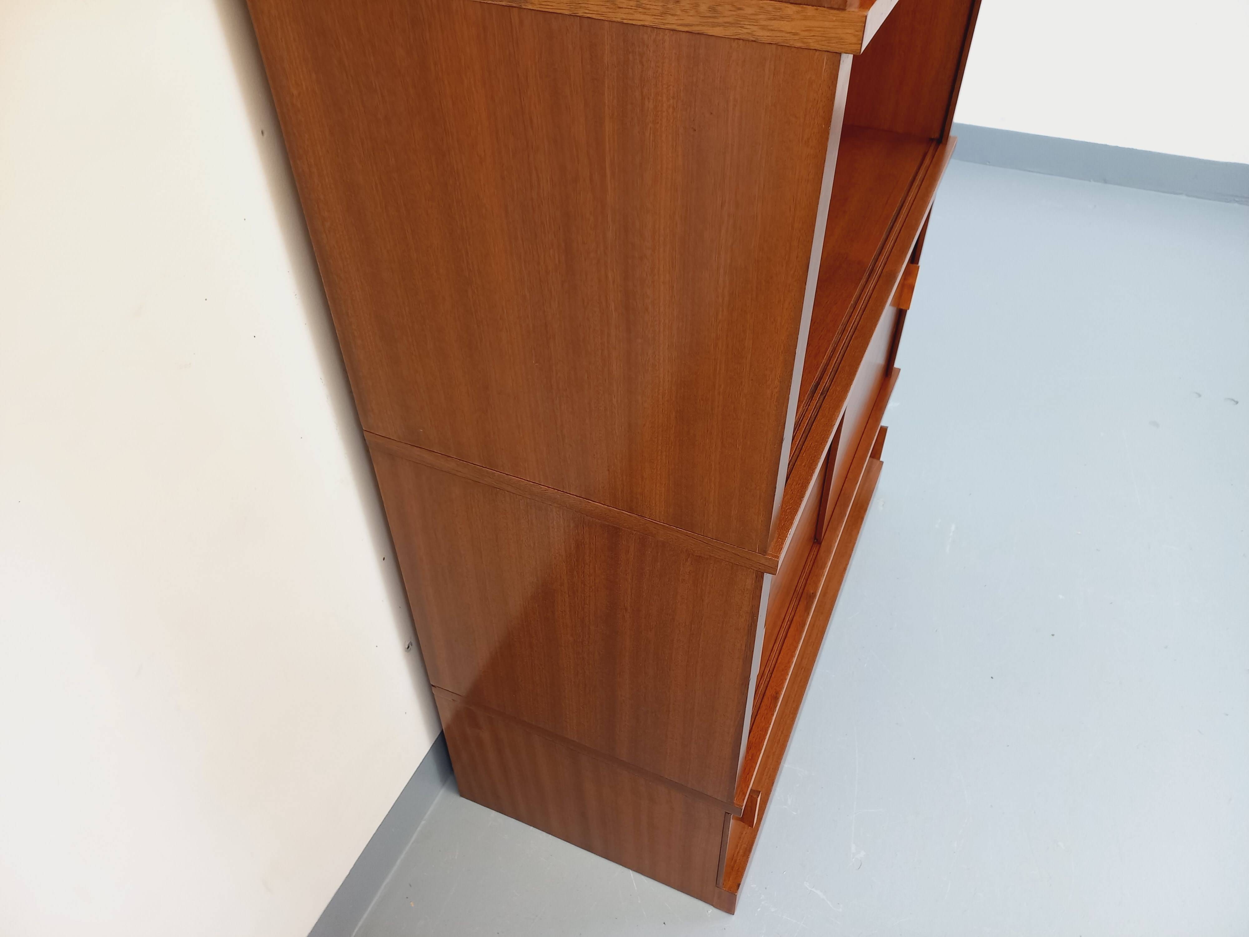 Vintage oak storage bookshelf from the 1960s.