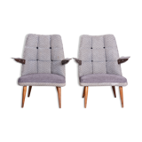 Set of two Grey Mid Century Armchairs made in 1950s Czechia. Original condition.