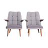 Ensemble de deux fauteuils gris du milieu du siècle fabriqués en Tchéquie des années 1950. État d’origine.