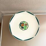 Vintage Sarreguemines earthenware footed dish – floral decoration – 1950s