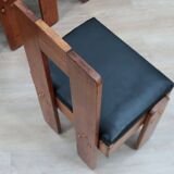 Ensemble de 6 chaises brutalistes en bois massif, Italie, années 1960