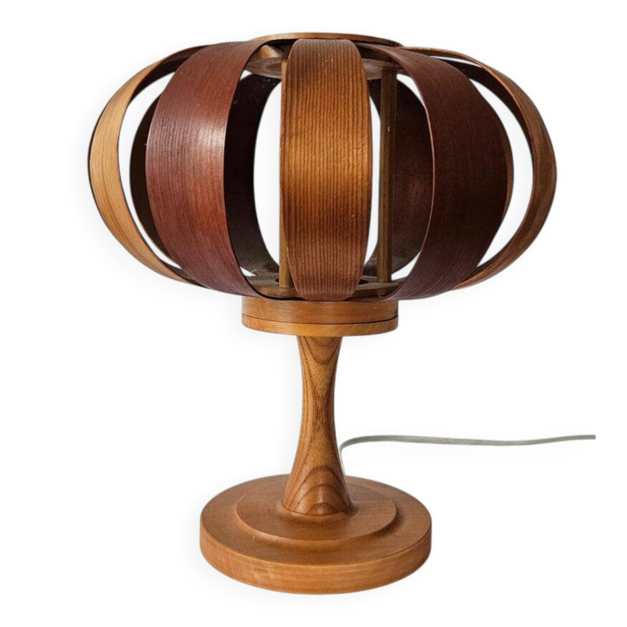 Very rare mid-century veneer table lamp, Denmark, 1960s