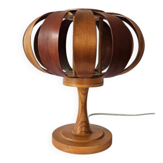 Very rare mid-century veneer table lamp, Denmark, 1960s