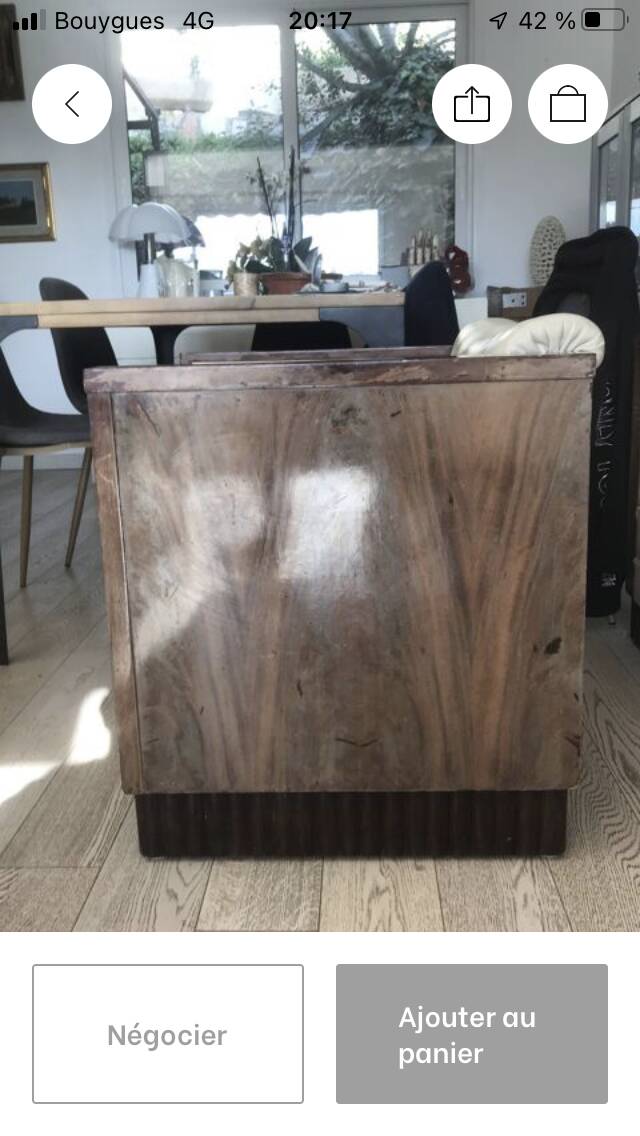 Two armchairs and an Art Deco style pouf