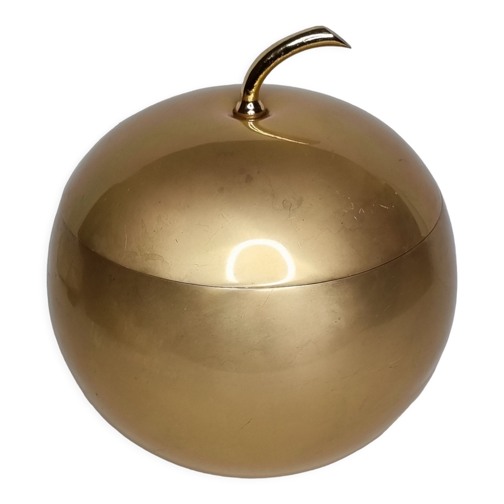 Spherical ice bucket in metallized aluminium, Luxium France, 23 cm
