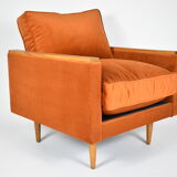 Restored vintage armchair Cube, 1970s, russet velvet