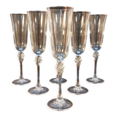Set of 6 French champagne flutes 16,5 cl - Cristal d'Arques model Verneuil circa 1980