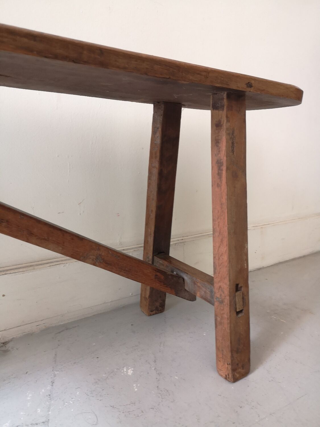 Rustic wooden bench, vintage 1960
