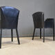 Black leather Italian dining chairs, 1980s - set of 6
