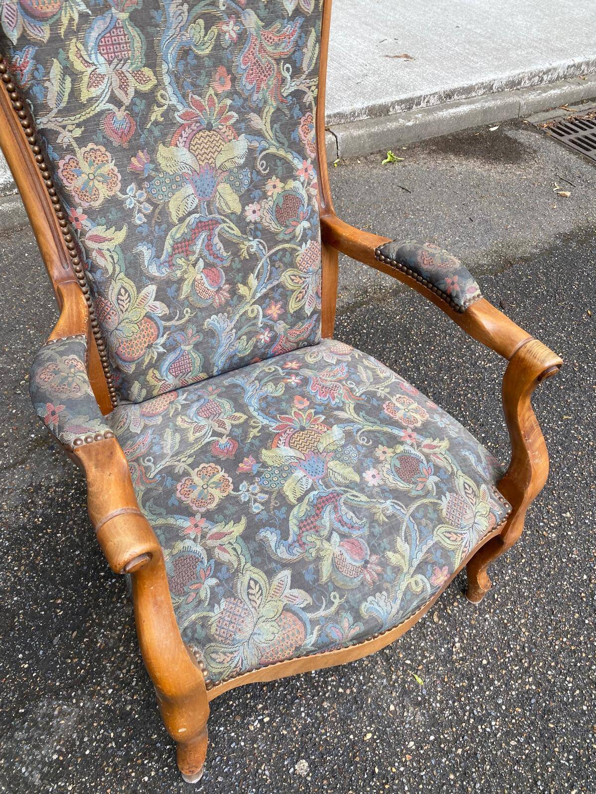 Voltaire armchair Louis Philippe in solid wood and fabric