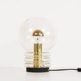 Wonderful 1970s bubble glass and brass table lamp by Glashutte Limburg