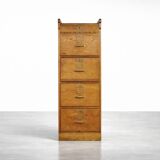 Vintage Industrial English Oak Filing Cabinet with Drawers, 1920s
