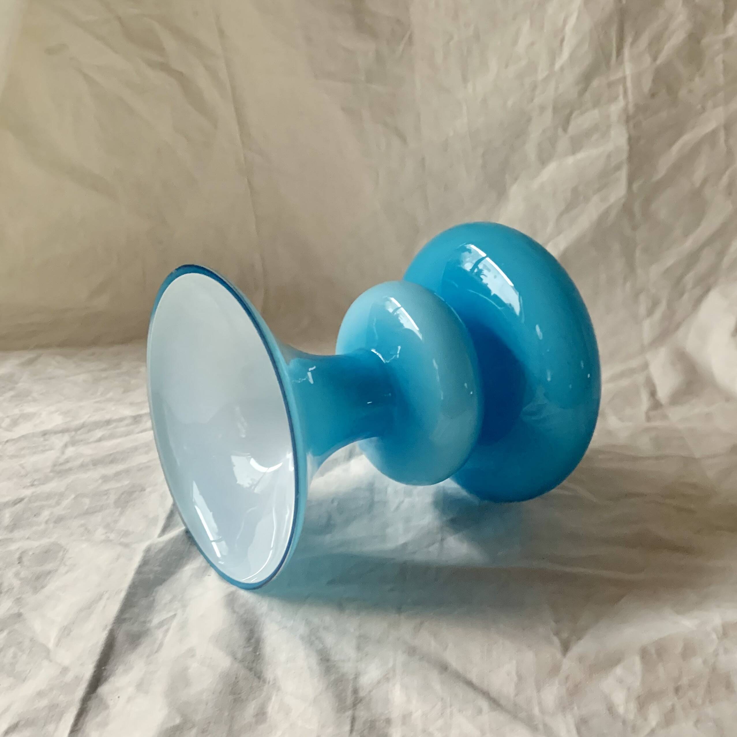 Small Space Age Design vase in blue molded glass