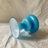 Small Space Age Design vase in blue molded glass