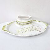 Large Asparagus Dish With Vintage Ceramic Barbotine Saucepan