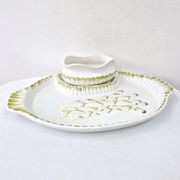 Large Asparagus Dish With Vintage Ceramic Barbotine Saucepan