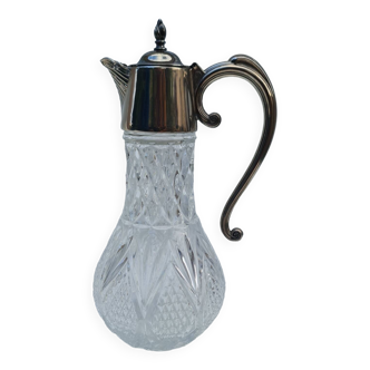 Antique crystal and silver-plated carafe