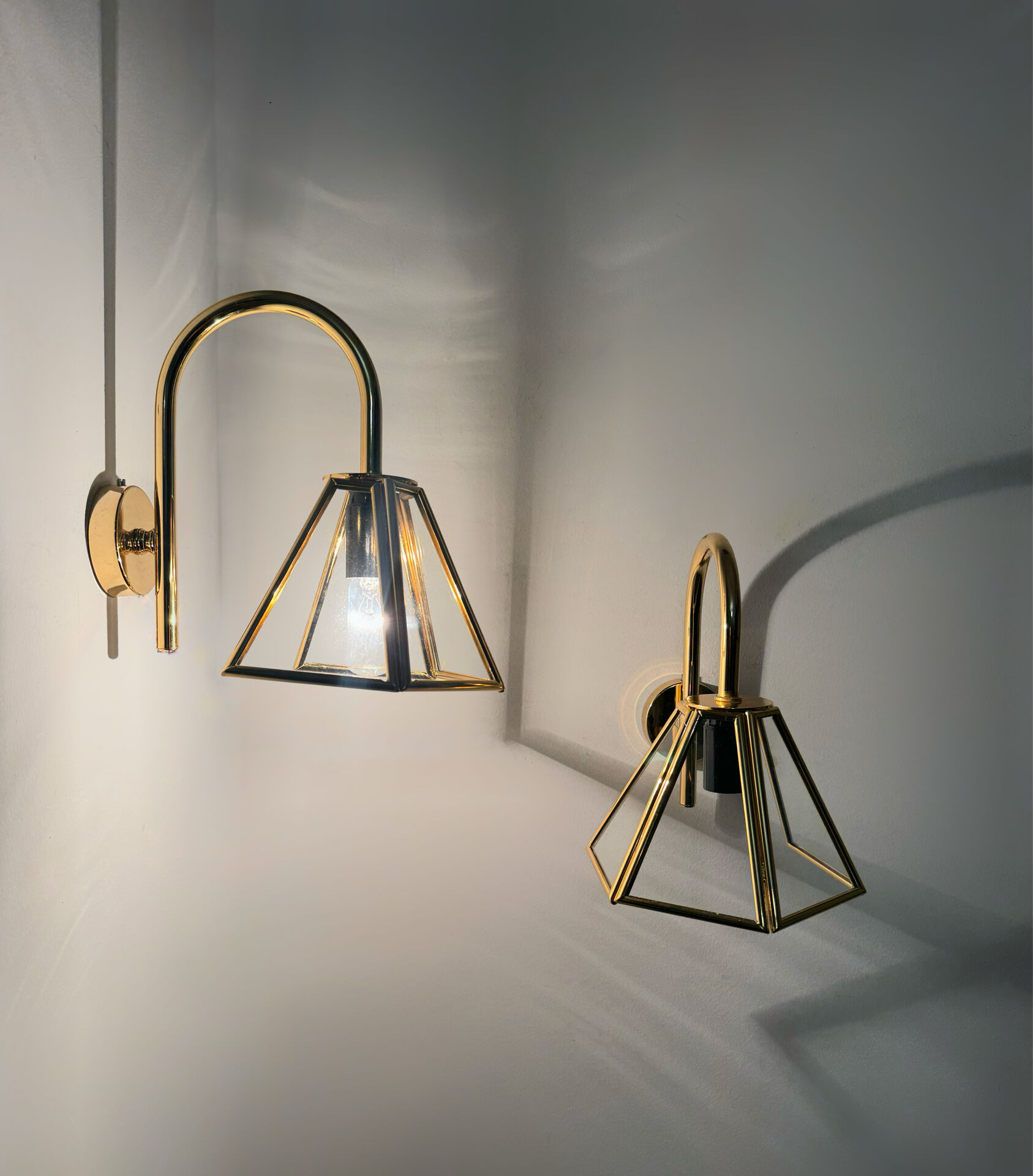 Vintage gold swan neck wall lights