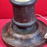 Pied de lampe Napoléon III en bois et polychromie dorée