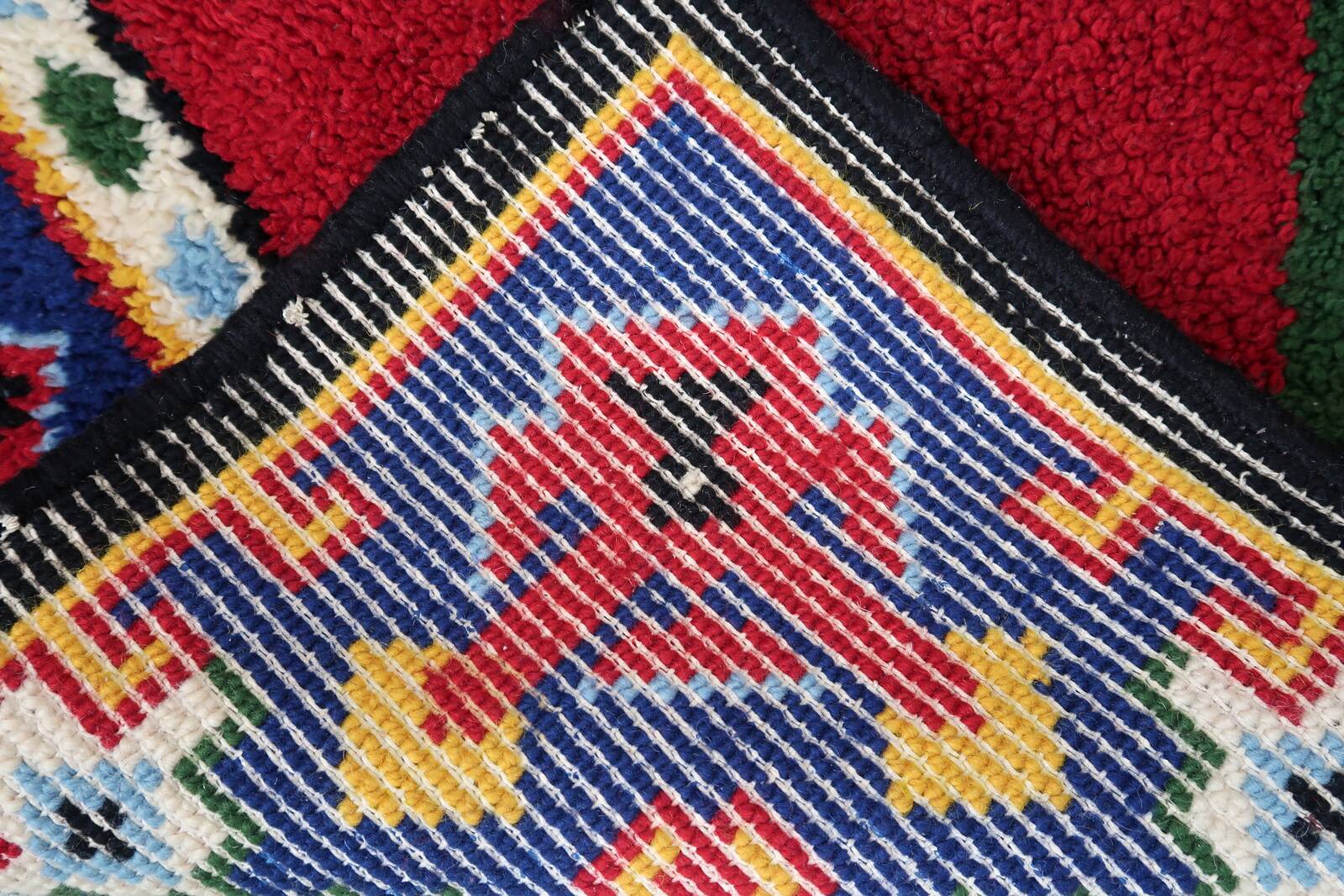 Tapis vintage français Savonnerie fait main en laine – 117 x 174 cm – 1950